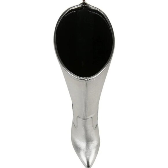Franco Sarto Womens Katherine Knee High Heeled Boots Silver Metallic Stretch 10 - Picture 4 of 5